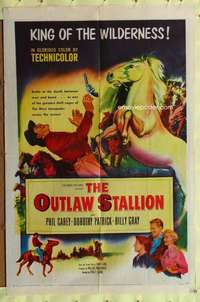 p630 OUTLAW STALLION one-sheet movie poster '54 Phil Carey, western!