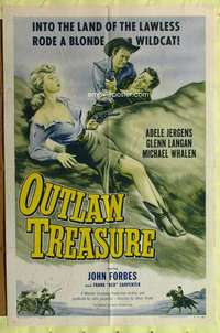 p631 OUTLAW TREASURE one-sheet movie poster '55 sexy Adele Jergens!