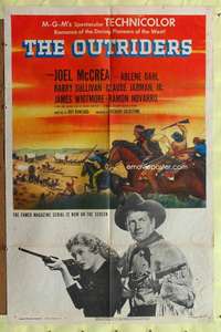 p633 OUTRIDERS one-sheet movie poster '50 Joel McCrea, Arlene Dahl