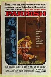 p638 PARRISH one-sheet movie poster '61 Troy Donahue, Claudette Colbert