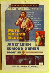 p643 PETE KELLY'S BLUES one-sheet movie poster '55 Jack Webb, Janet Leigh