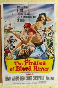 p649 PIRATES OF BLOOD RIVER one-sheet movie poster '62 Kerwin Mathews