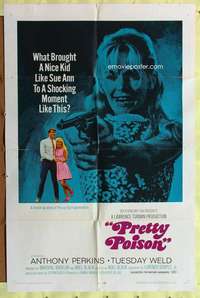 p653 PRETTY POISON style B one-sheet movie poster '68 Perkins, Tuesday Weld