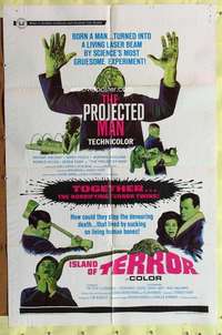 p656 PROJECTED MAN/ISLAND OF TERROR one-sheet movie poster '67 sci-fi!