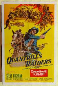 p657 QUANTRILL'S RAIDERS one-sheet movie poster '58 Steve Cochran
