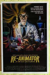 p662 RE-ANIMATOR int'l one-sheet movie poster '85 great horror image!