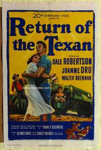 p671 RETURN OF THE TEXAN one-sheet movie poster '52 Dale Robertson, Dru