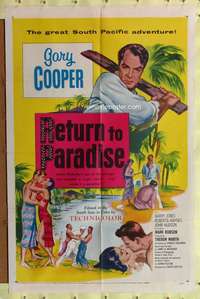p672 RETURN TO PARADISE one-sheet movie poster '53 Gary Cooper