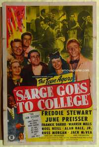 p686 SARGE GOES TO COLLEGE one-sheet movie poster '47 Noel Neill, Teenagers!