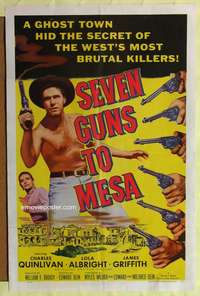 p701 SEVEN GUNS TO MESA one-sheet movie poster '58 Charles Quinlivan