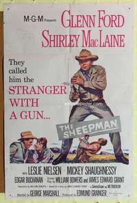 p710 SHEEPMAN one-sheet movie poster '58 Glenn Ford with smoking gun!