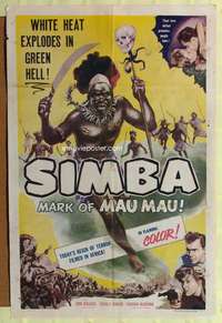 p716 SIMBA one-sheet movie poster '55 Bogarde, Mark of Mau Mau