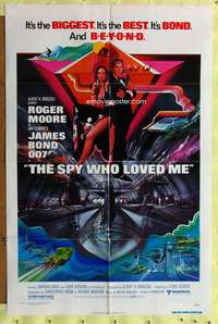 p736 SPY WHO LOVED ME one-sheet movie poster '77 Moore as James Bond!