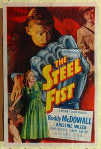 p741 STEEL FIST one-sheet movie poster '52 Roddy McDowall, cool image!