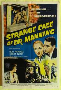 p743 STRANGE CASE OF DR MANNING one-sheet movie poster '58 Greta Gynt