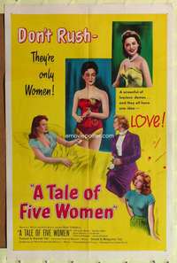 p763 TALE OF FIVE WOMEN one-sheet movie poster '52 sexy Gina Lollobridiga!