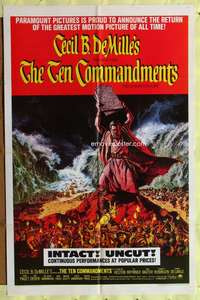 p768 TEN COMMANDMENTS one-sheet movie poster R66 Heston, DeMille