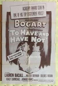 p788 TO HAVE & HAVE NOT one-sheet movie poster R56 Humphrey Bogart, Bacall
