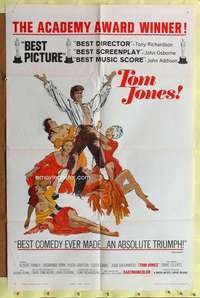 p789 TOM JONES one-sheet movie poster '63 Albert Finney, Edith Evans