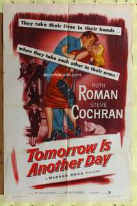 p790 TOMORROW IS ANOTHER DAY one-sheet movie poster '51 cool noir image!