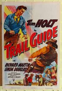 p798 TRAIL GUIDE one-sheet movie poster '52 Tim Holt, pretty artwork!