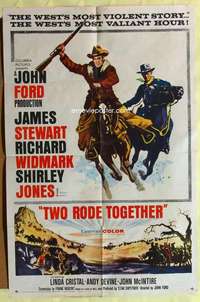 p811 TWO RODE TOGETHER one-sheet movie poster '60 James Stewart, John Ford