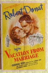 p819 VACATION FROM MARRIAGE one-sheet movie poster '45 Robert Donat, Kerr