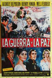 p832 WAR & PEACE Spanish/U.S. one-sheet movie poster R64 Audrey Hepburn, Fonda