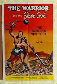 p837 WARRIOR & THE SLAVE GIRL one-sheet movie poster '59 Italian epic!