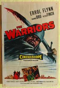 p838 WARRIORS one-sheet movie poster '55 Errol Flynn, Joanne Dru, Finch