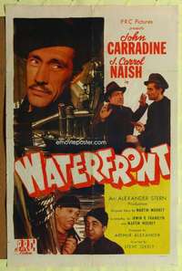 p839 WATERFRONT one-sheet movie poster '44 John Carradine, J. Carrol Naish