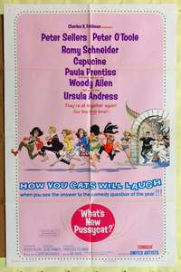 p845 WHAT'S NEW PUSSYCAT one-sheet movie poster '65 Woody Allen, O'Toole
