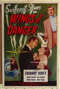 p859 WINGS OF DANGER one-sheet movie poster '52 Terence Fisher film noir!