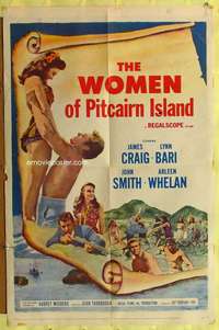 p866 WOMEN OF PITCAIRN ISLAND one-sheet movie poster '57 Lynn Bari, Craig