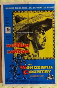 p868 WONDERFUL COUNTRY one-sheet movie poster '59 Texan Robert Mitchum!
