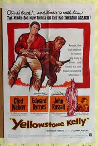 p873 YELLOWSTONE KELLY one-sheet movie poster '59 Clint Walker, Byrnes