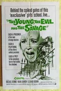 p884 YOUNG, THE EVIL & THE SAVAGE one-sheet movie poster '68 Italian giallo!