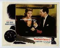 s067 NOTORIOUS #3 movie lobby card R54 Cary Grant & Bergman toasting!