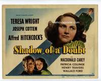 s035 SHADOW OF A DOUBT title movie lobby card '43 Alfred Hitchcock, Wright