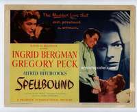 s050 SPELLBOUND title movie lobby card '45 Alfred Hitchcock, Peck, Bergman