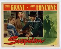 s014 SUSPICION #3 movie lobby card '41 Hitchcock, Cary Grant, Fontaine