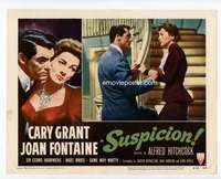 s020 SUSPICION movie lobby card #8 R53 Cary & Joan by the stairs!