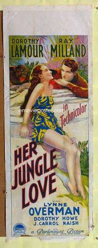 t025 HER JUNGLE LOVE long Aust daybill movie poster '38 Dorothy Lamour