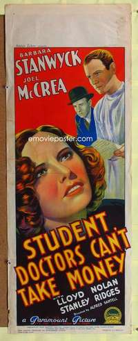 t026 INTERNES CAN'T TAKE MONEY long Aust daybill movie poster '37