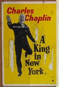 t013 KING IN NEW YORK English double crown movie poster '57 Chaplin