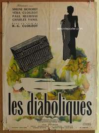 t182 DIABOLIQUE French 23x31 movie poster '55 Signoret, Clouzot