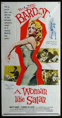 v007 WOMAN LIKE SATAN three-sheet movie poster '59 sexy Brigitte Bardot!