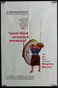 v010 AND GOD CREATED WOMAN one-sheet movie poster '57 Brigitte Bardot