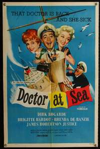 v012 DOCTOR AT SEA one-sheet movie poster '56 Brigitte Bardot, Bogarde