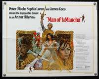 v068 MAN OF LA MANCHA half-sheet movie poster '72 O'Toole, Sophia Loren